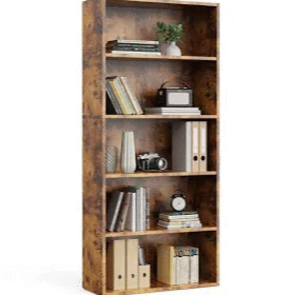 Bookshelf, 5 Tier, Brown Wood